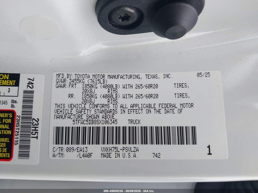 5TFWC5DB8SX106345 2025 TOYOTA TUNDRA HYBRID photo no. 9