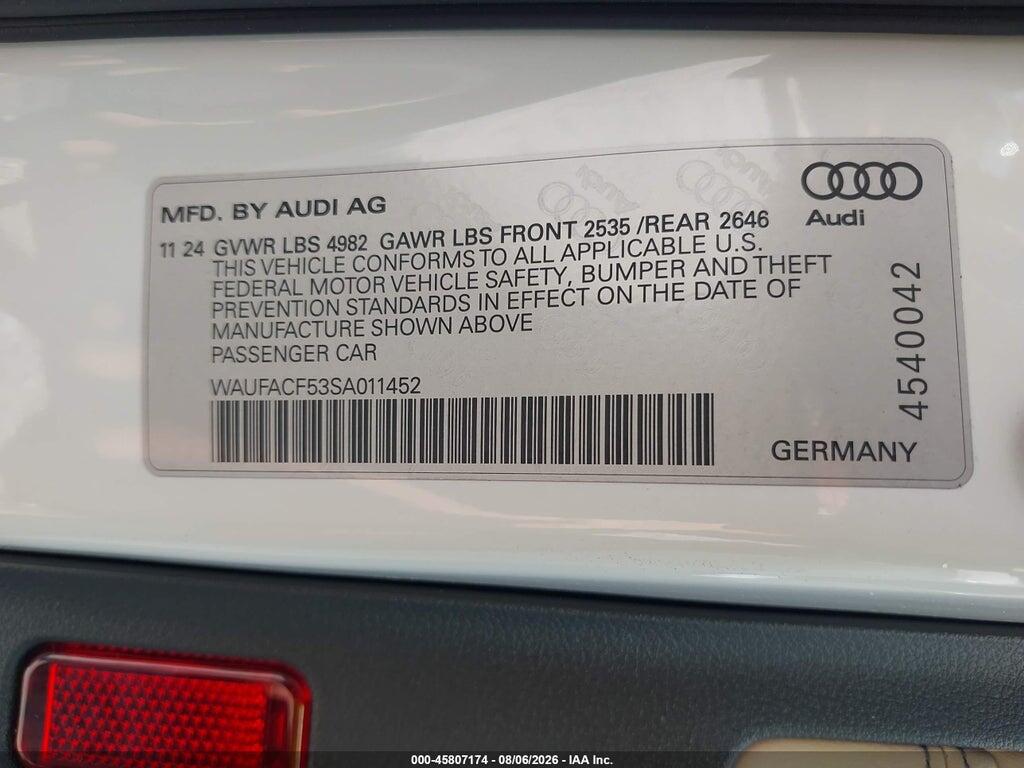 WAUFACF53SA011452 2025 AUDI A5 SPORTBACK photo no. 9