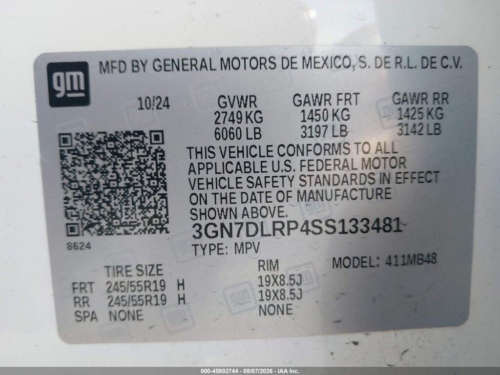 3GN7DLRP4SS133481 2025 CHEVROLET EQUINOX EV photo no. 9