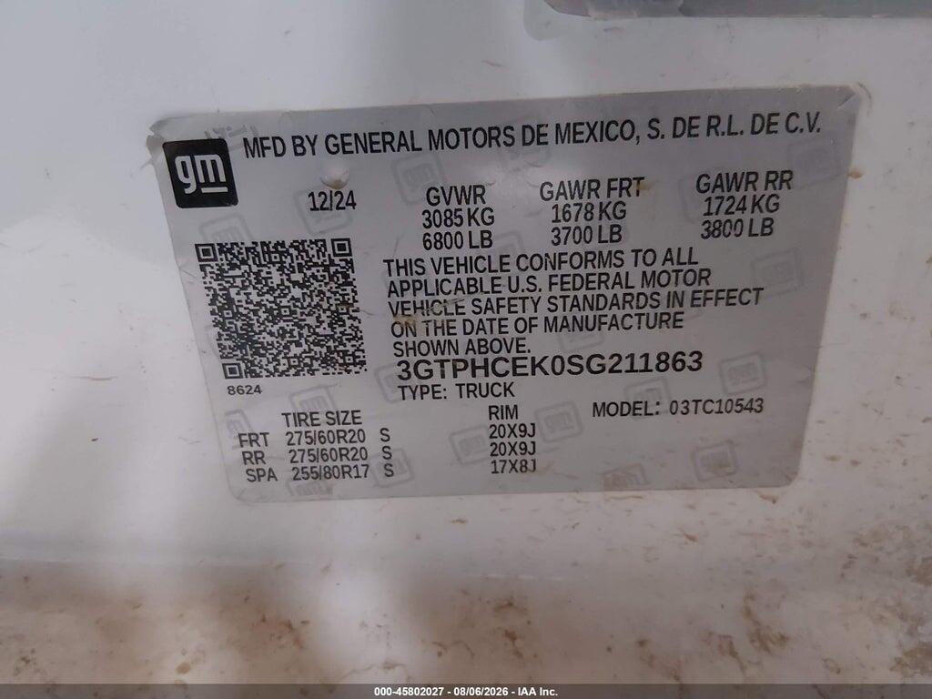 3GTPHCEK0SG211863 2025 GMC SIERRA 1500 photo no. 9