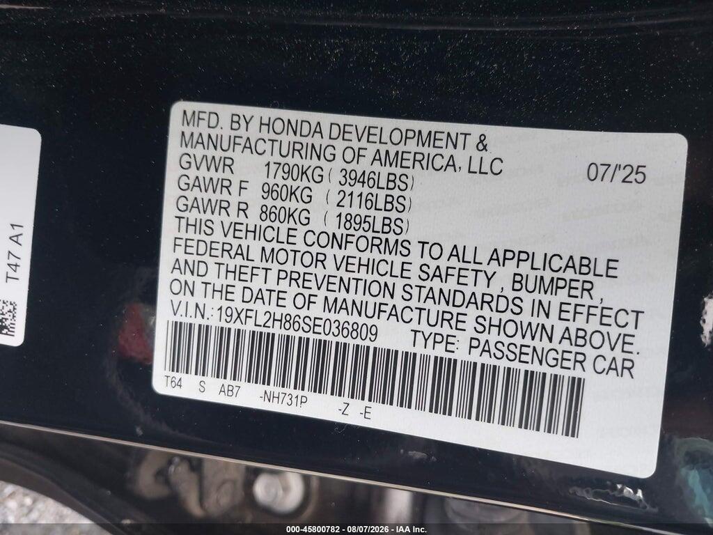 19XFL2H86SE036809 2025 HONDA CIVIC SEDAN photo no. 9