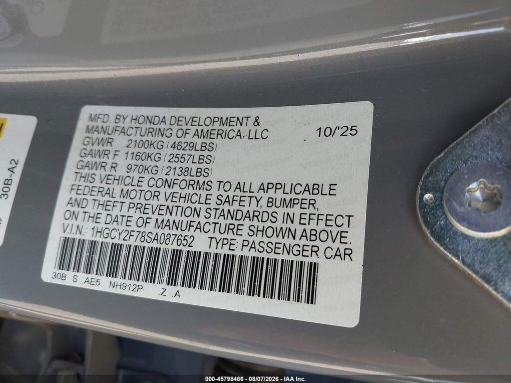 1HGCY2F78SA087652 2025 HONDA ACCORD HYBRID photo no. 9