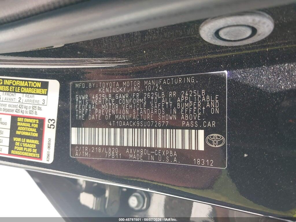 4T1DAACK9SU072677 2025 TOYOTA CAMRY photo no. 9
