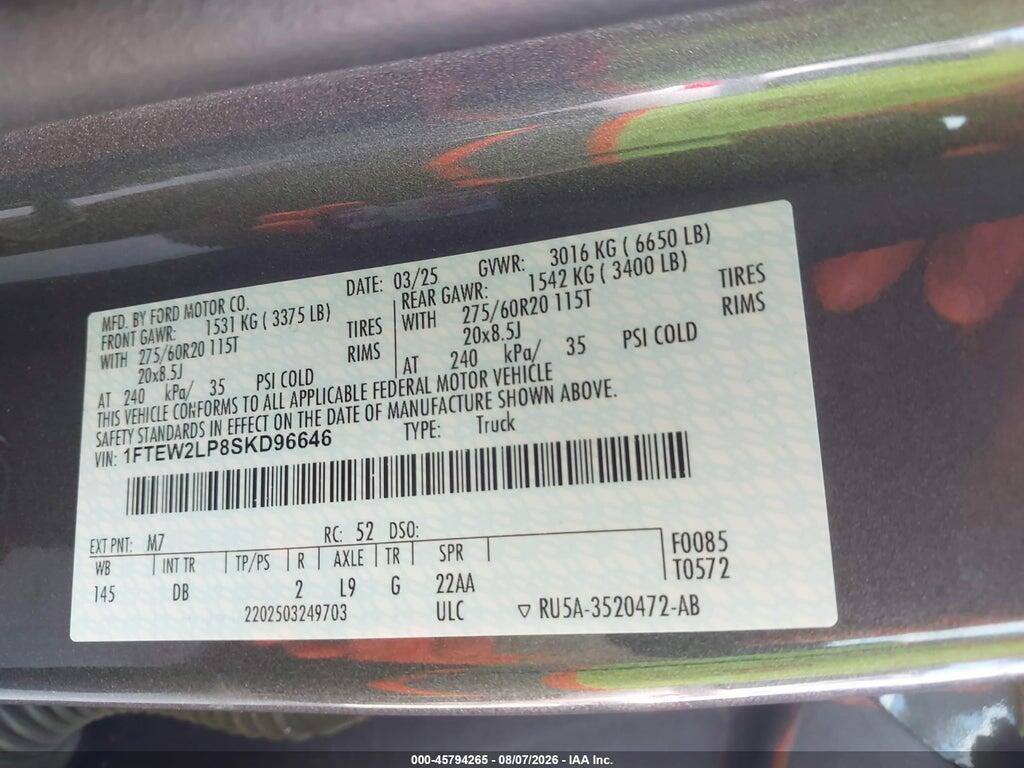 1FTEW2LP8SKD96646 2025 FORD F-150 photo no. 9