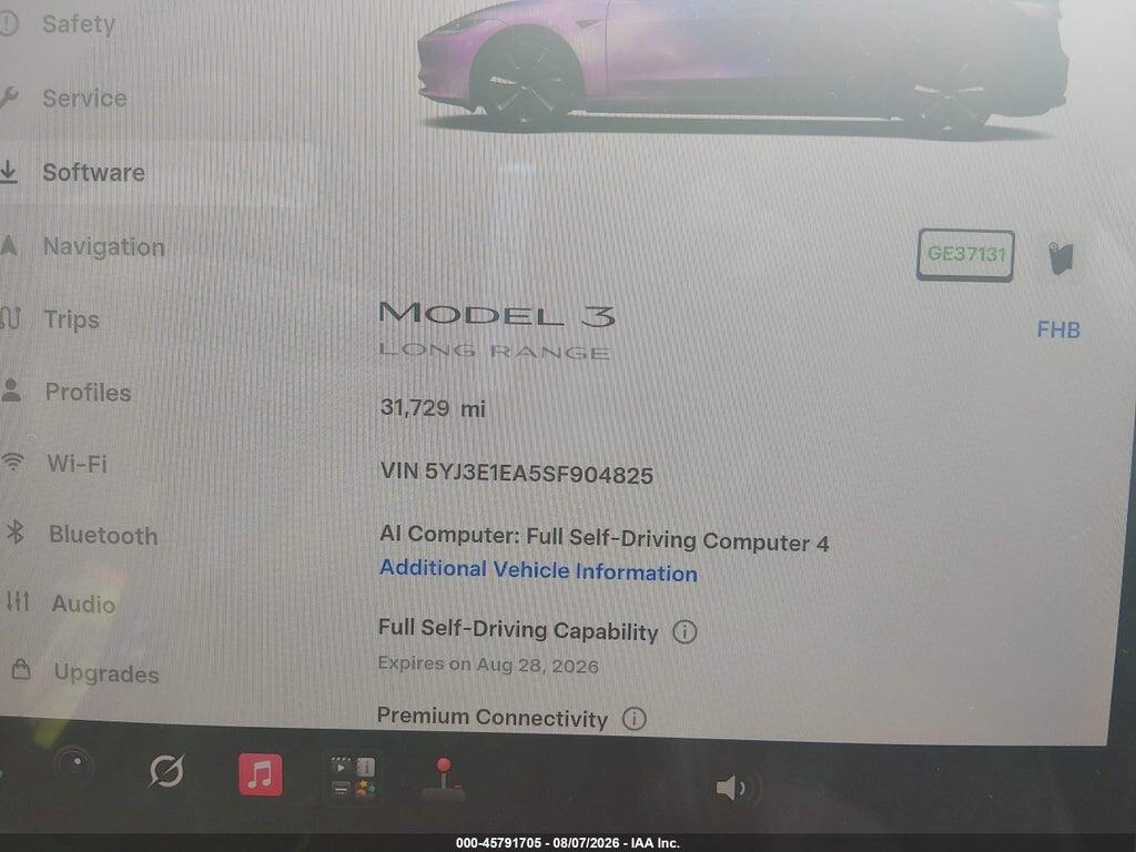 5YJ3E1EA5SF904825 2025 TESLA MODEL 3 photo no. 7