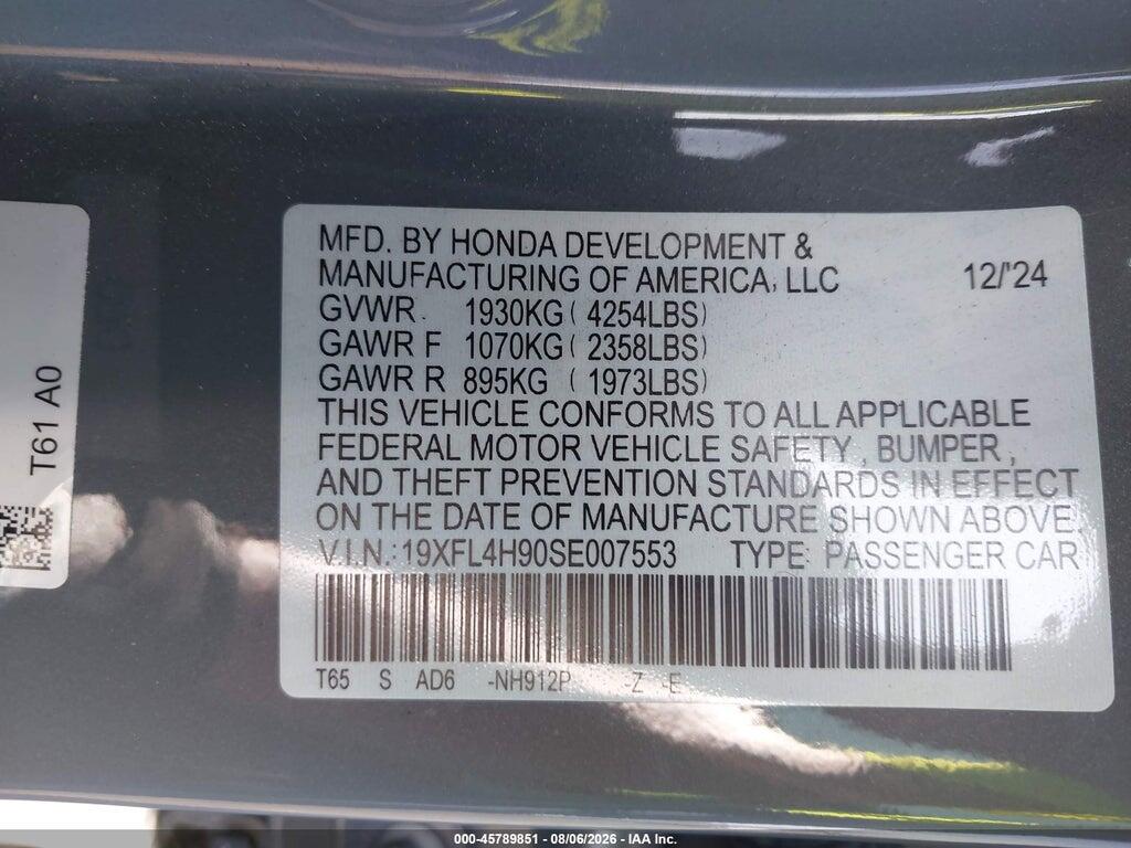 19XFL4H90SE007553 2025 HONDA CIVIC HYBRID photo no. 9