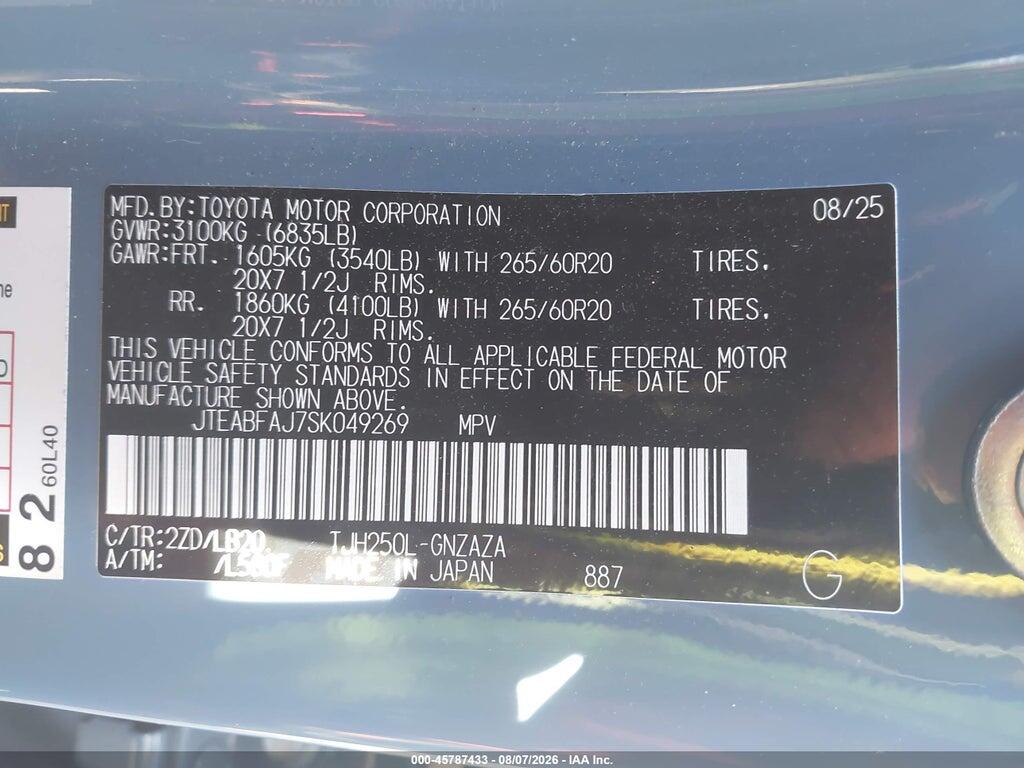 JTEABFAJ7SK049269 2025 TOYOTA LAND CRUISER photo no. 9