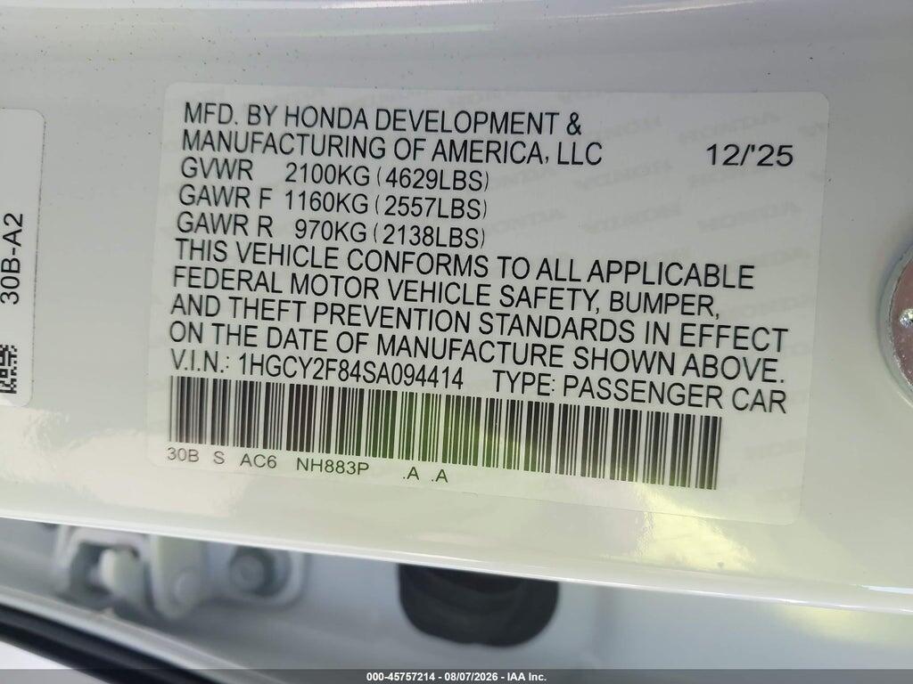 1HGCY2F84SA094414 2025 HONDA ACCORD HYBRID photo no. 9