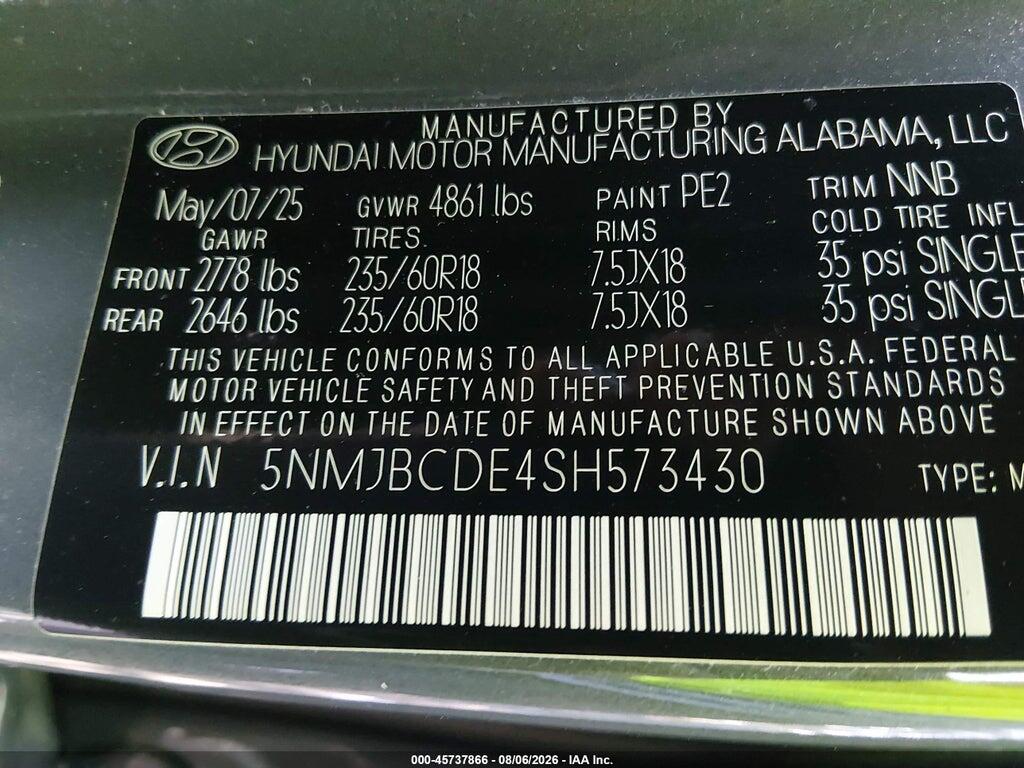 5NMJBCDE4SH573430 2025 HYUNDAI TUCSON photo no. 9