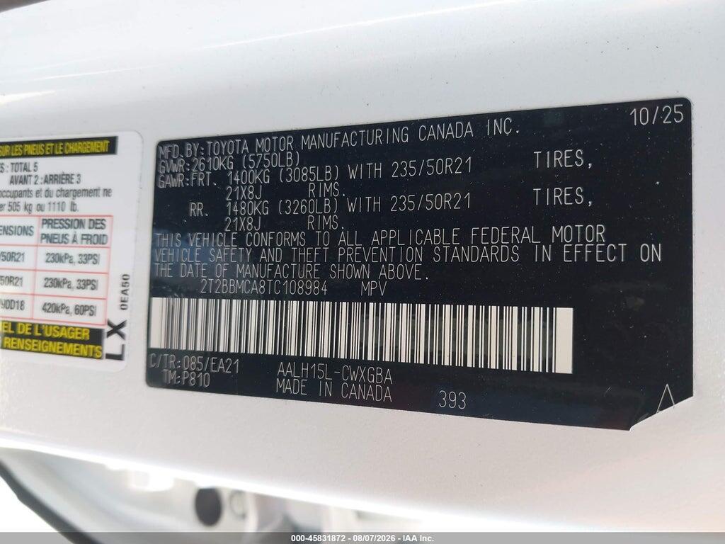 2T2BBMCA8TC108984 2026 LEXUS RX 350H photo no. 9