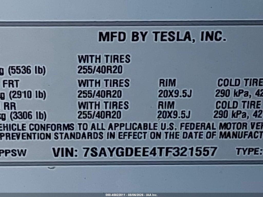 7SAYGDEE4TF321557 2026 TESLA MODEL Y photo no. 9