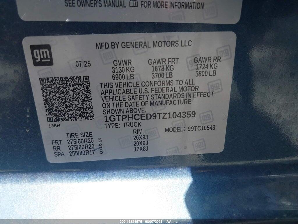 1GTPHCED9TZ104359 2026 GMC SIERRA 1500 photo no. 9
