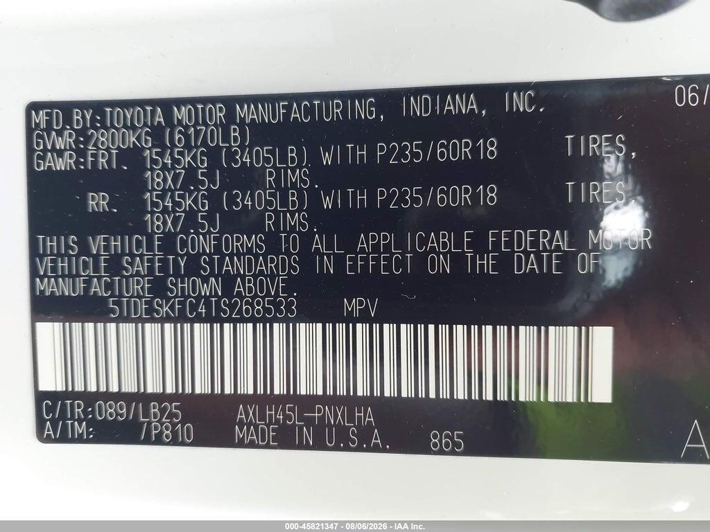 5TDESKFC4TS268533 2026 TOYOTA SIENNA photo no. 9