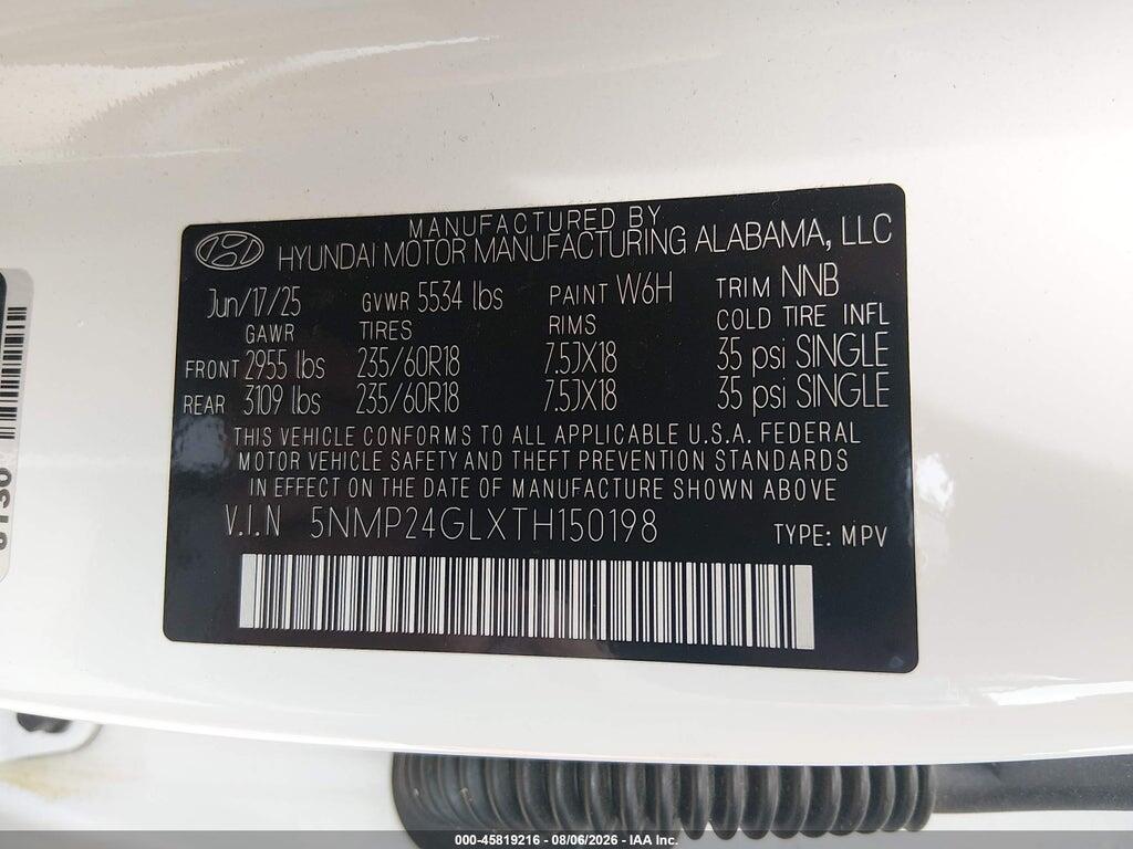 5NMP24GLXTH150198 2026 HYUNDAI SANTA FE photo no. 9