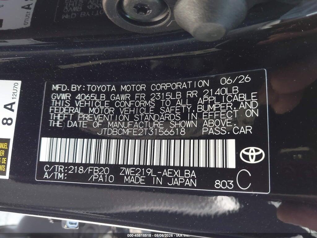 JTDBCMFE2T3156618 2026 TOYOTA COROLLA HYBRID photo no. 9