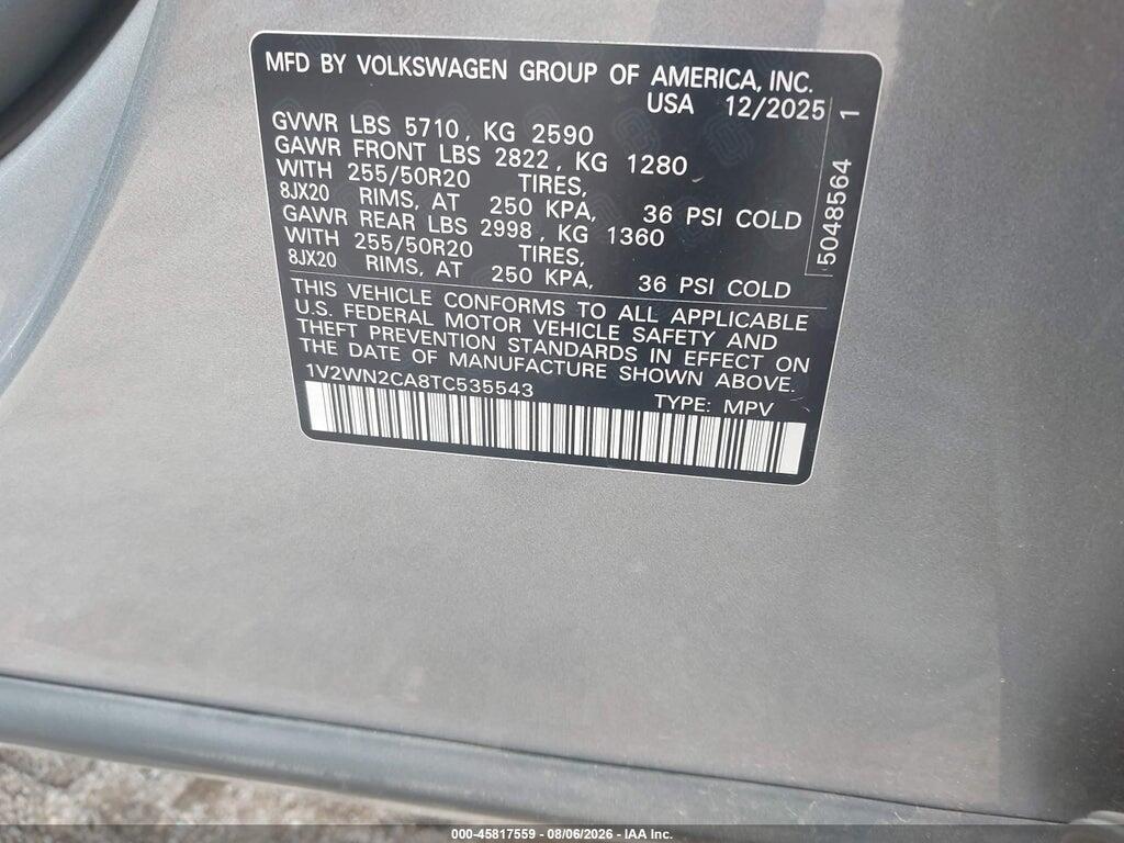 1V2WN2CA8TC535543 2026 VOLKSWAGEN ATLAS photo no. 9