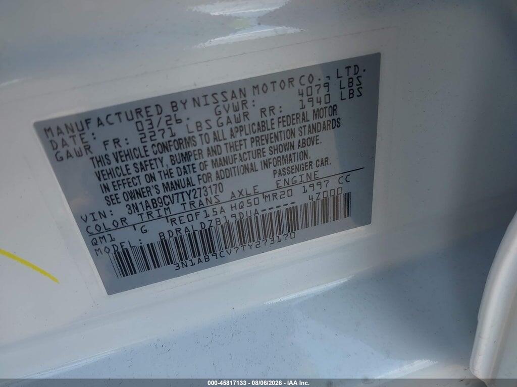 3N1AB9CV7TY273170 2026 NISSAN SENTRA photo no. 9