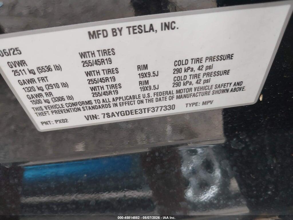 7SAYGDEE3TF377330 2026 TESLA MODEL Y photo no. 9