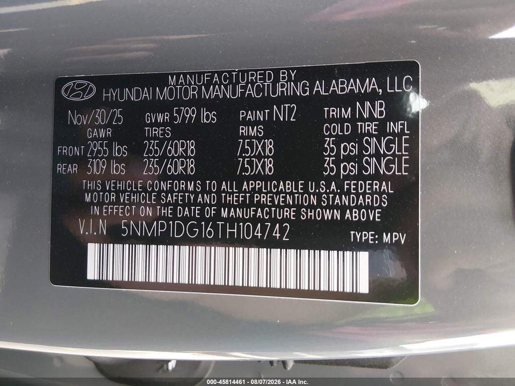 5NMP1DG16TH104742 2026 HYUNDAI SANTA FE HYBRID photo no. 9
