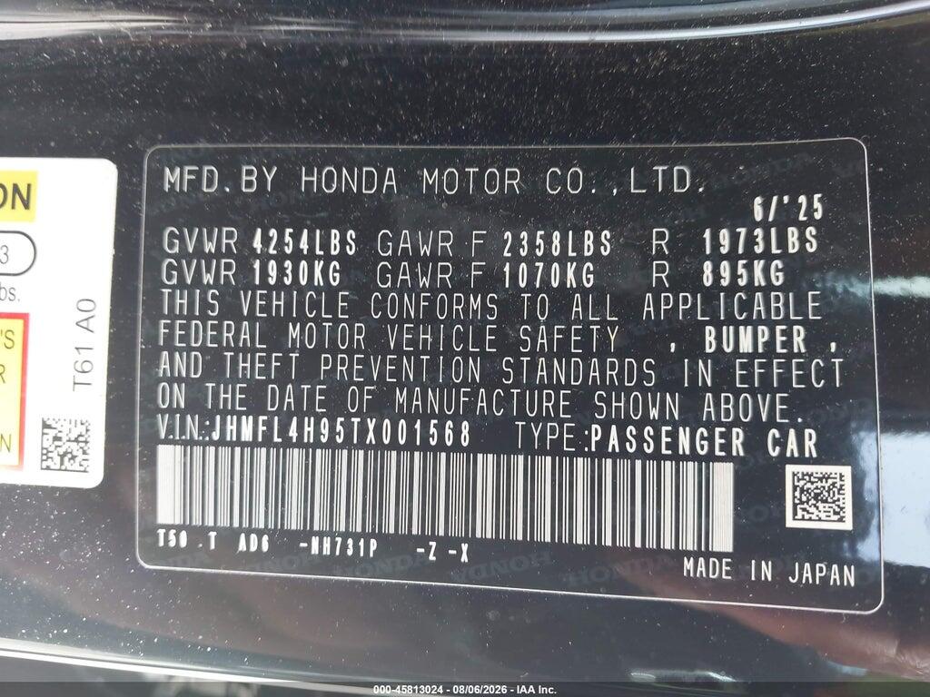 JHMFL4H95TX001568 2026 HONDA CIVIC HYBRID photo no. 9