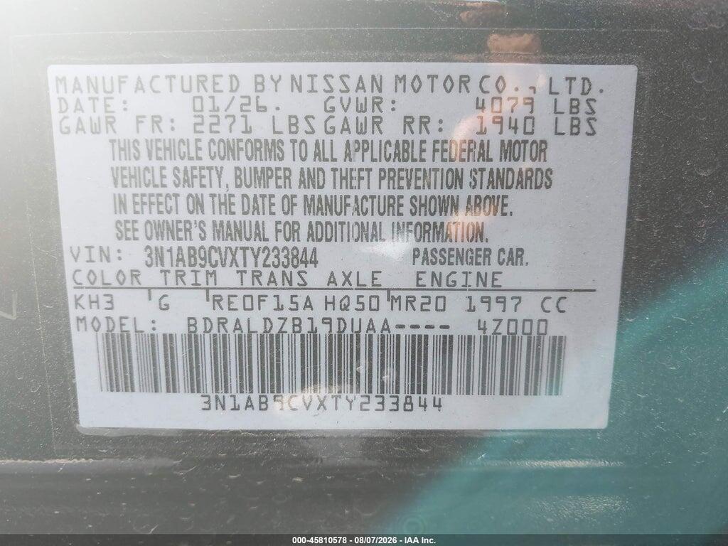 3N1AB9CVXTY233844 2026 NISSAN SENTRA photo no. 9