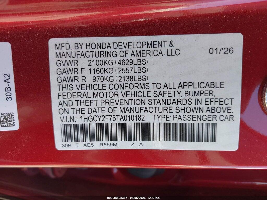 1HGCY2F76TA010182 2026 HONDA ACCORD HYBRID photo no. 9