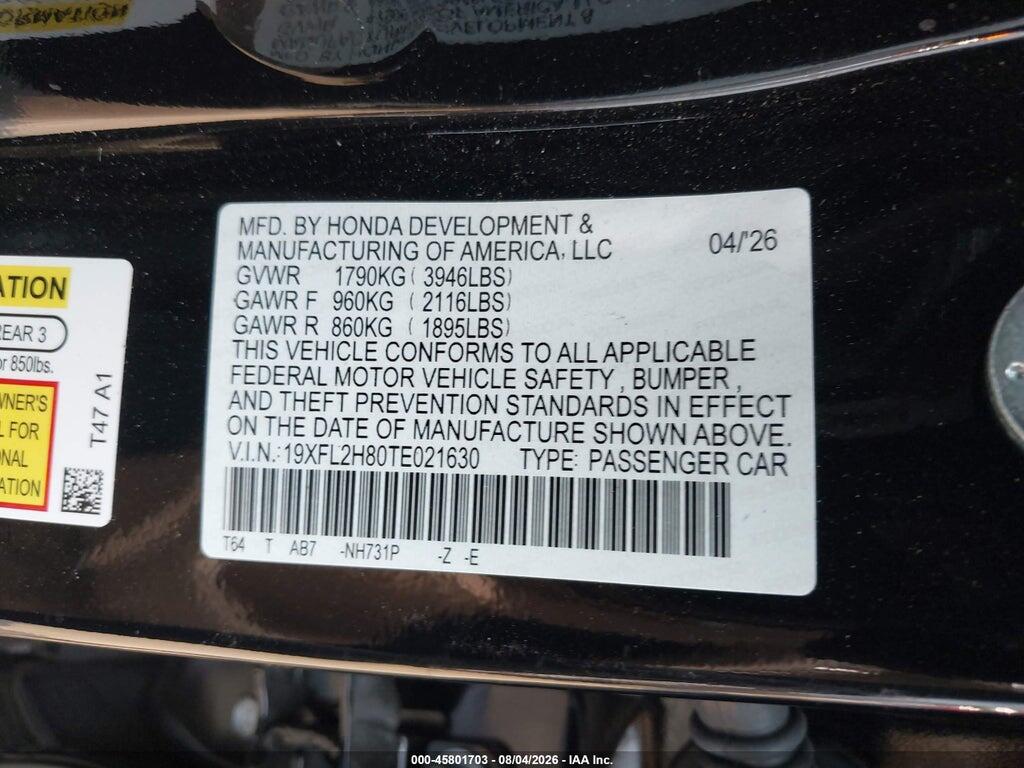 19XFL2H80TE021630 2026 HONDA CIVIC photo no. 9