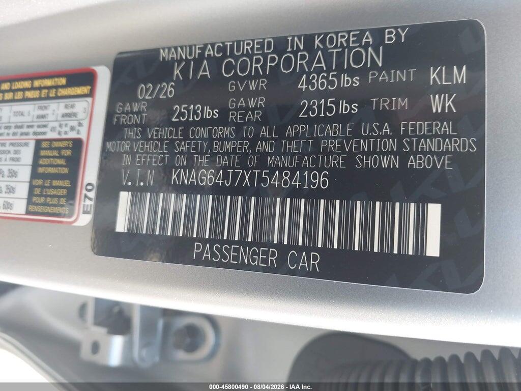 KNAG64J7XT5484196 2026 KIA K5 photo no. 9