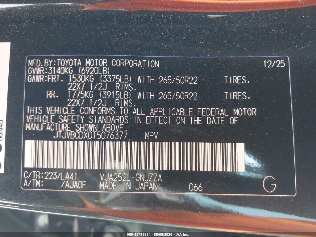 JTJVBCDX0T5076377 2026 LEXUS GX 550 photo no. 9