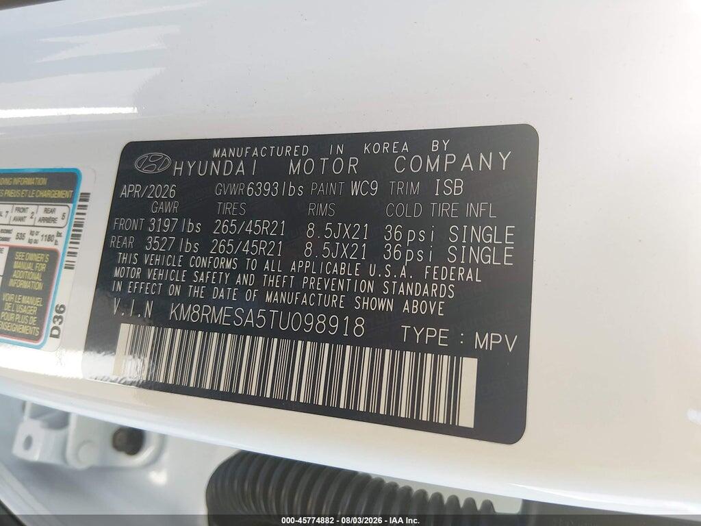 KM8RMESA5TU098918 2026 HYUNDAI PALISADE HEV photo no. 9