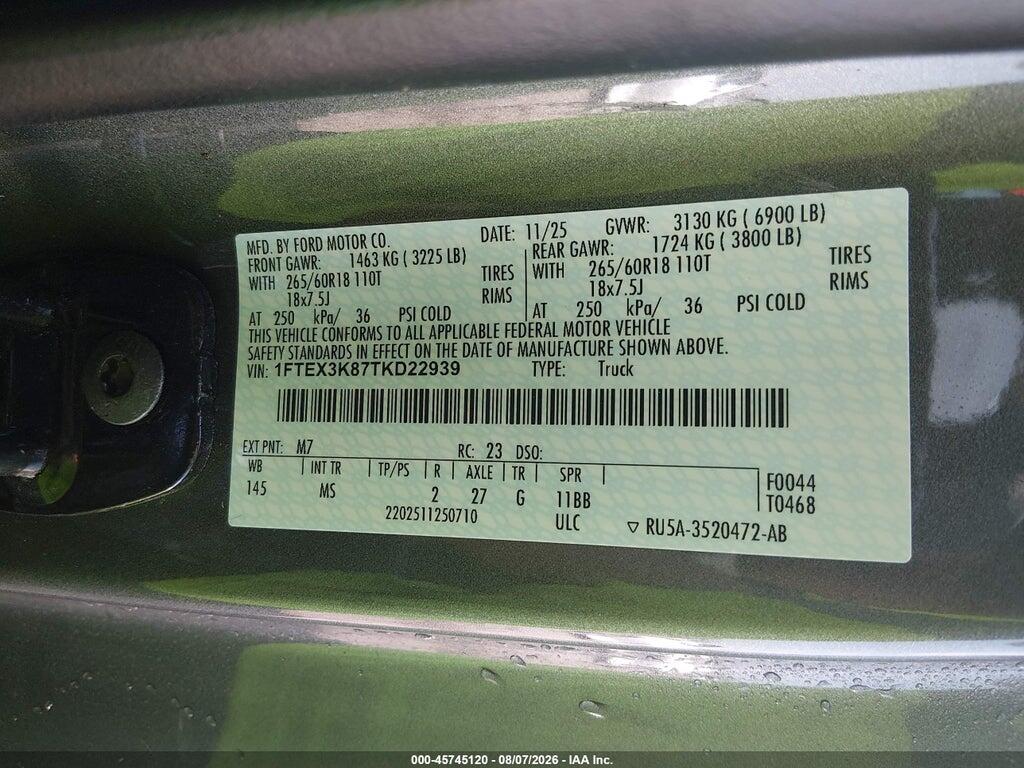 1FTEX3K87TKD22939 2026 FORD F-150 photo no. 9