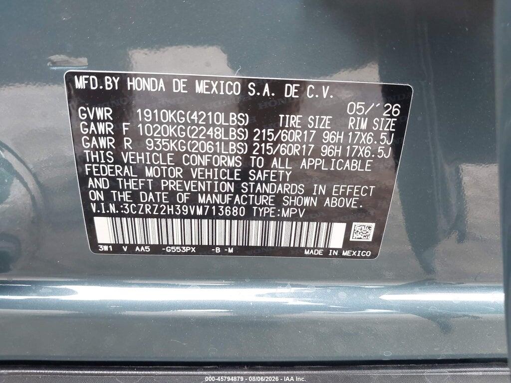 3CZRZ2H39VM713680 2027 HONDA HR-V photo no. 9