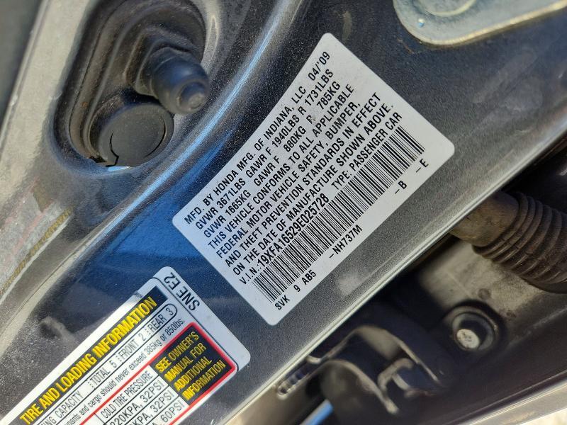 19XFA16529E025728 2009 HONDA CIVIC photo no. 12