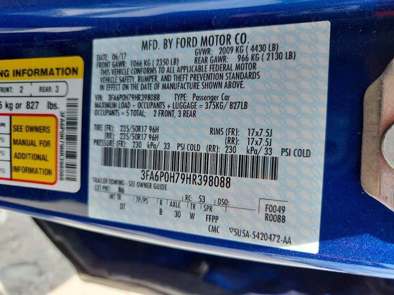 3FA6P0H79HR398088 2017 FORD FUSION photo no. 12