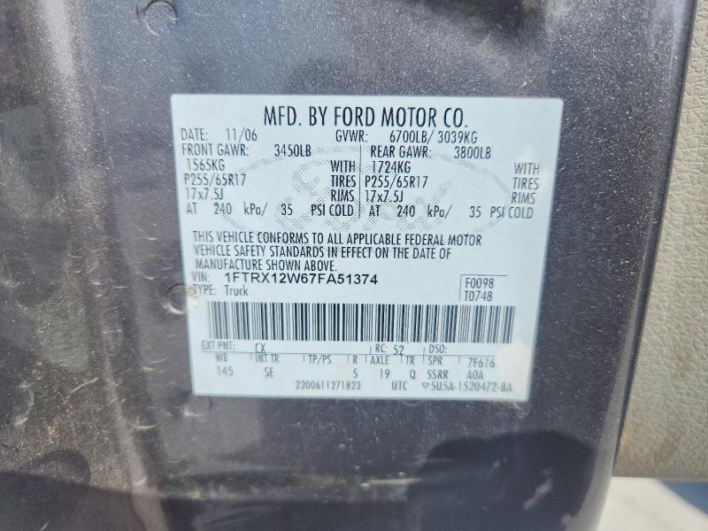 1FTRX12W67FA51374 2007 FORD F150 photo no. 12