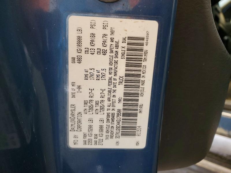 3D7KU28C44G179500 2004 DODGE RAM 2500 photo no. 12