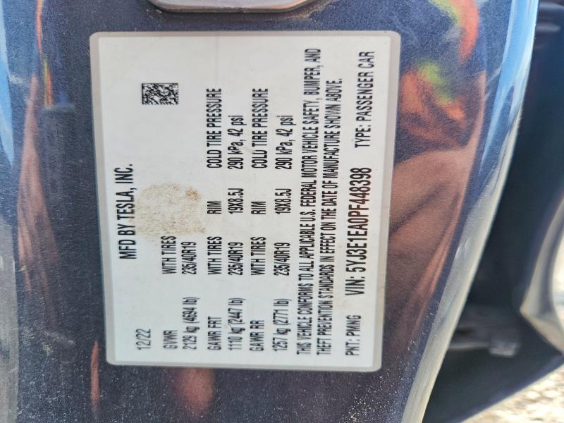 5YJ3E1EA0PF448398 2023 TESLA MODEL 3 photo no. 12