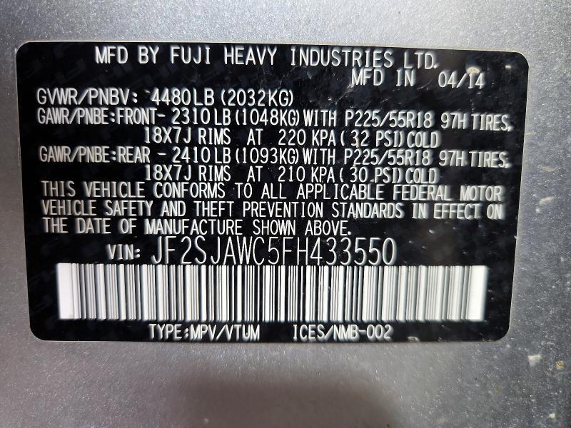 JF2SJAWC5FH433550 2015 SUBARU FORESTER photo no. 12