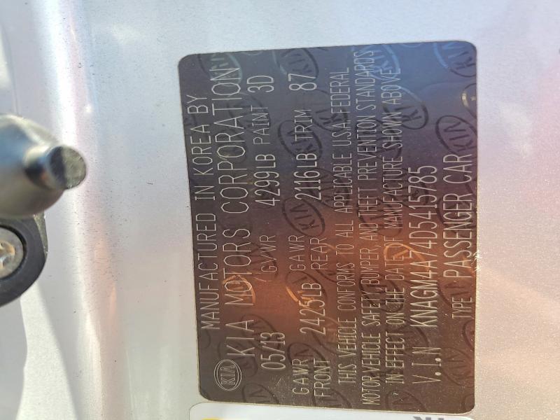 KNAGM4A74D5415785 2013 KIA OPTIMA photo no. 12