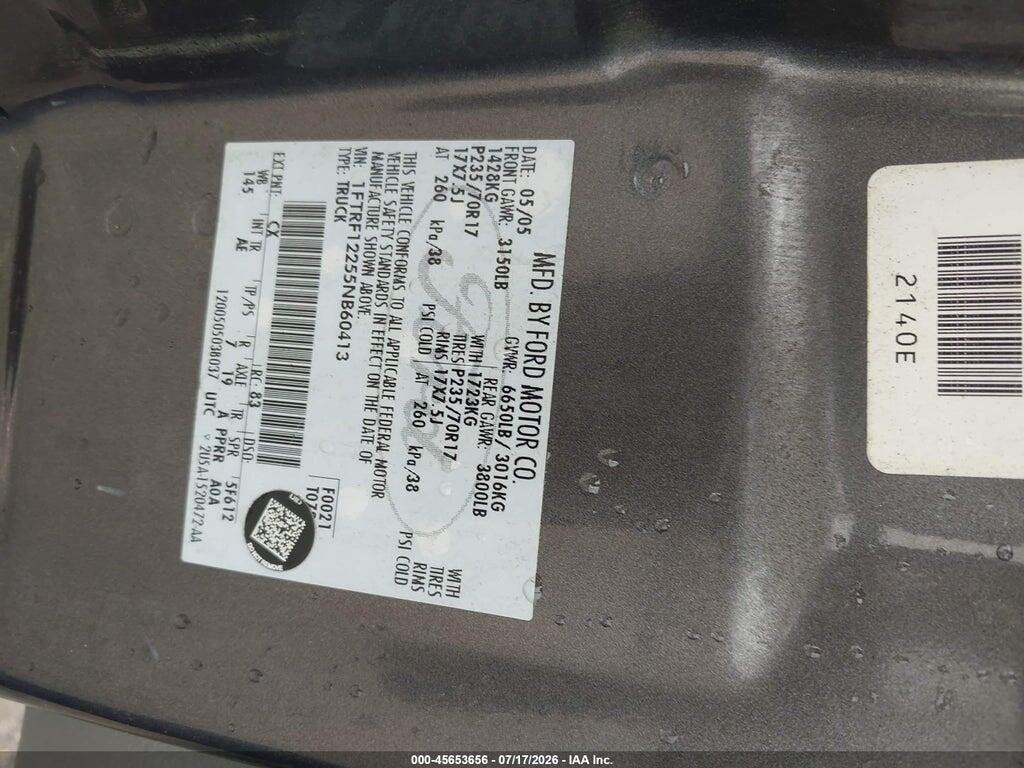 1FTRF12255NB60413 2005 FORD F-150 photo no. 9