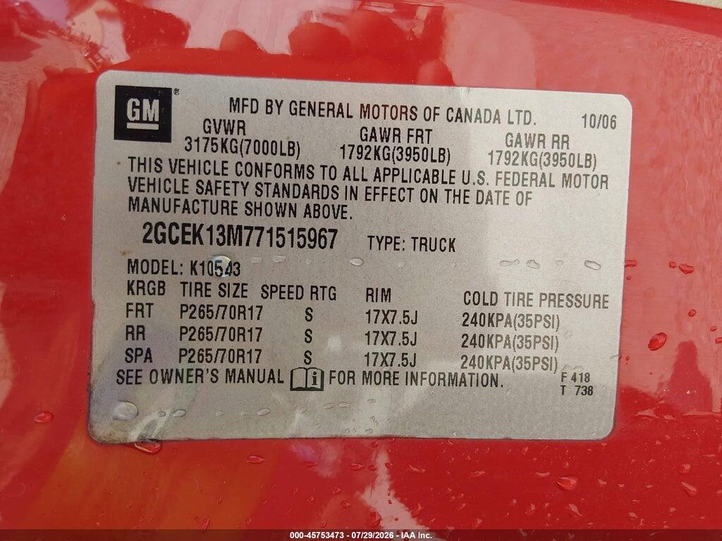 2GCEK13M771515967 2007 CHEVROLET SILVERADO 1500 photo no. 9