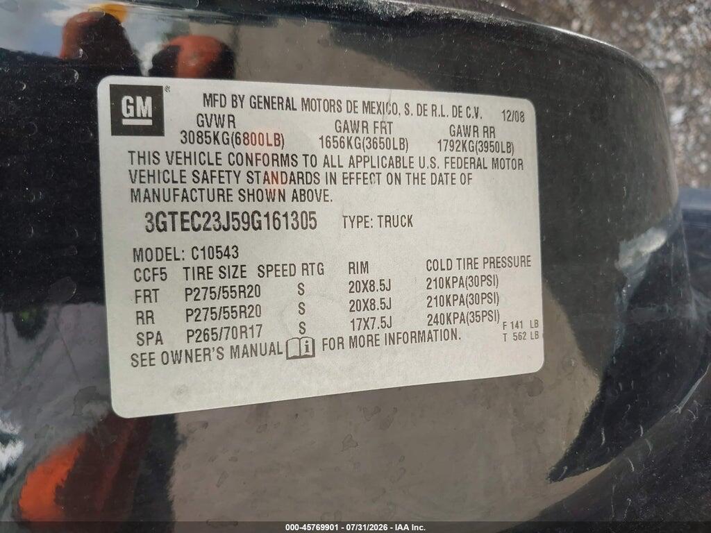 3GTEC23J59G161305 2009 GMC SIERRA 1500 photo no. 8