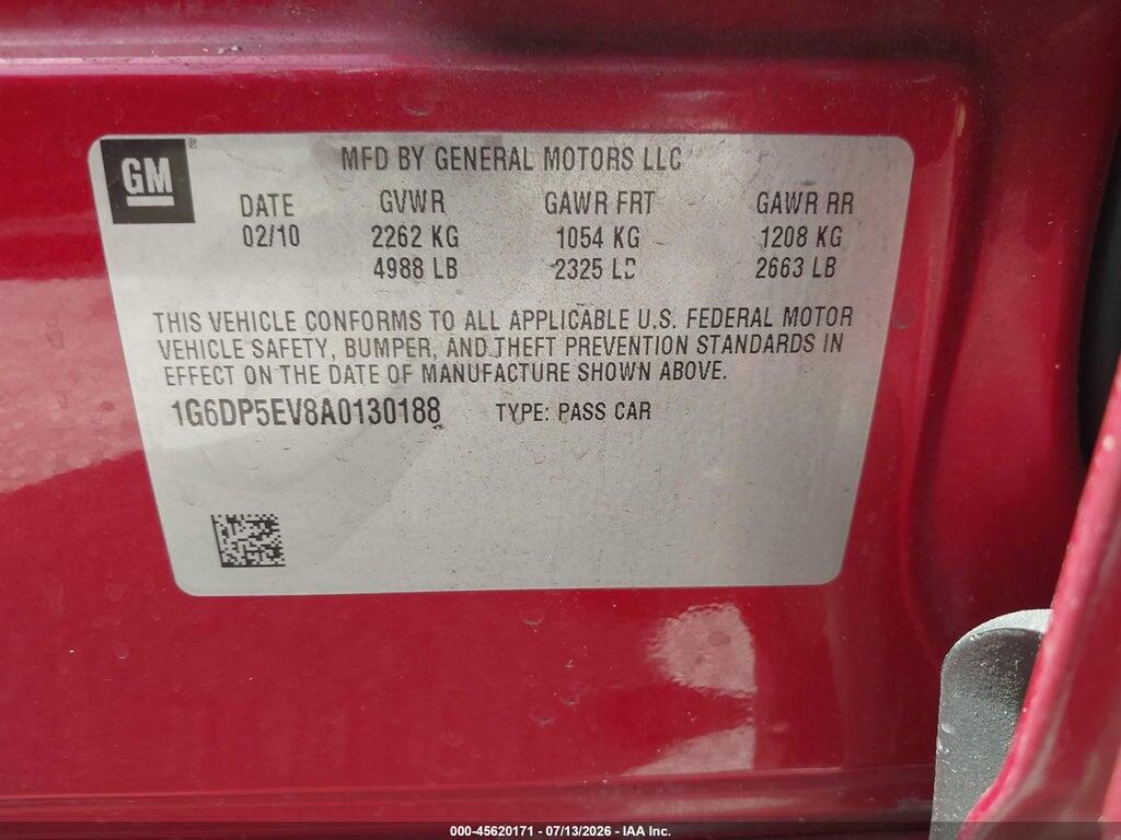 1G6DP5EV8A0130188 2010 CADILLAC CTS photo no. 9