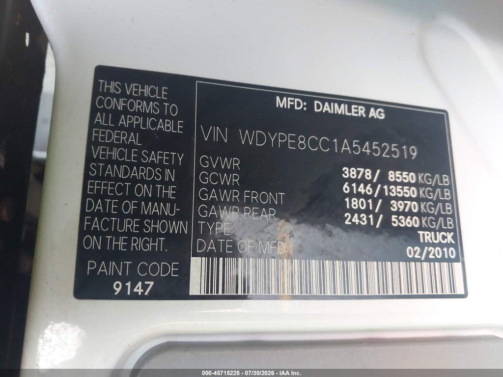 WDYPE8CC1A5452519 2010 FREIGHTLINER SPRINTER 2500 photo no. 9