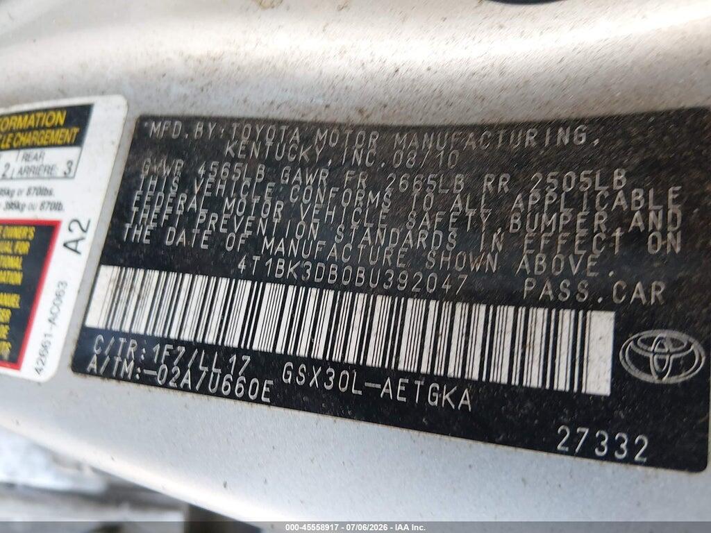 4T1BK3DB0BU392047 2011 TOYOTA AVALON photo no. 9