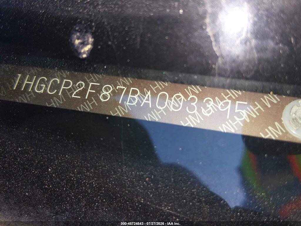 1HGCP2F87BA003395 2011 HONDA ACCORD photo no. 9