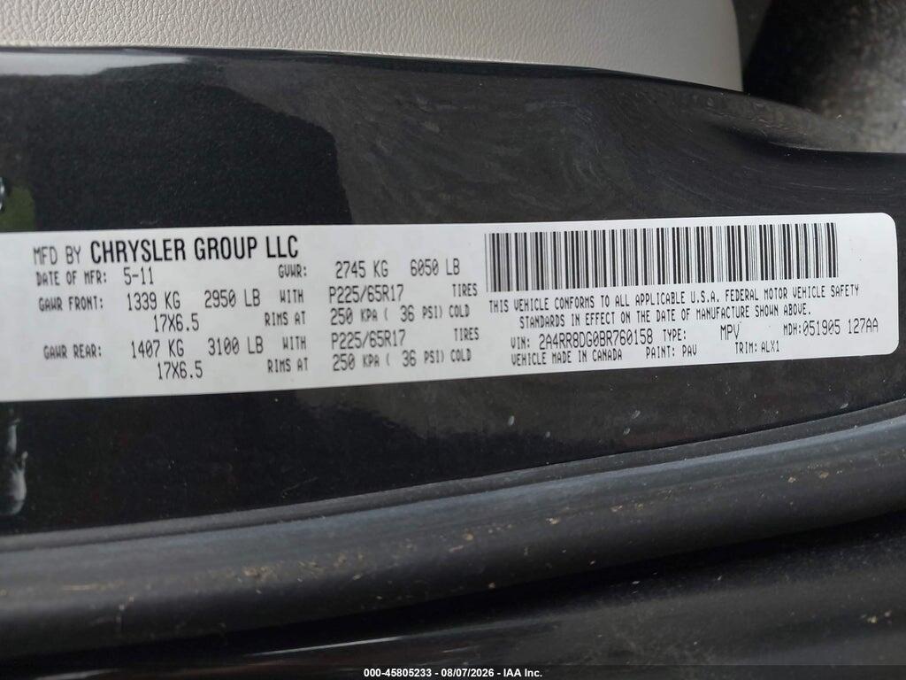 2A4RR8DG0BR760158 2011 CHRYSLER TOWN & COUNTRY photo no. 9