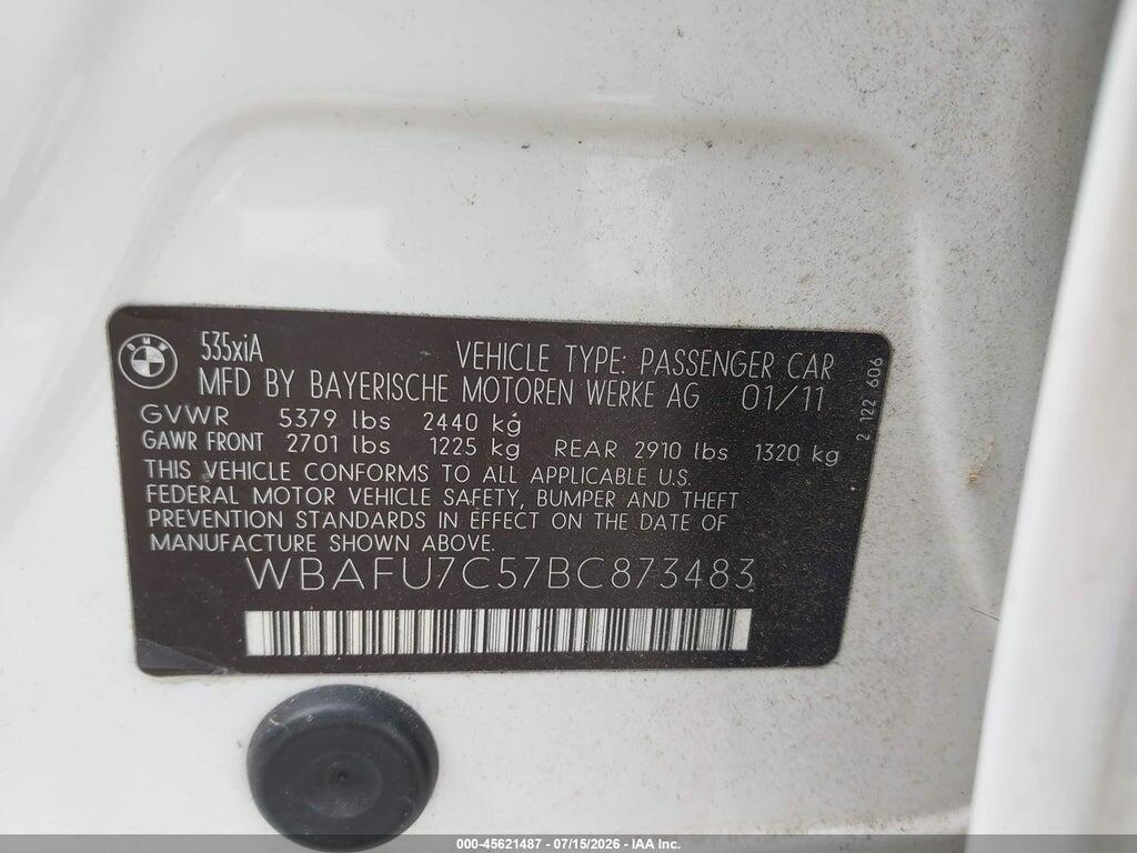 WBAFU7C57BC873483 2011 BMW 535I photo no. 9