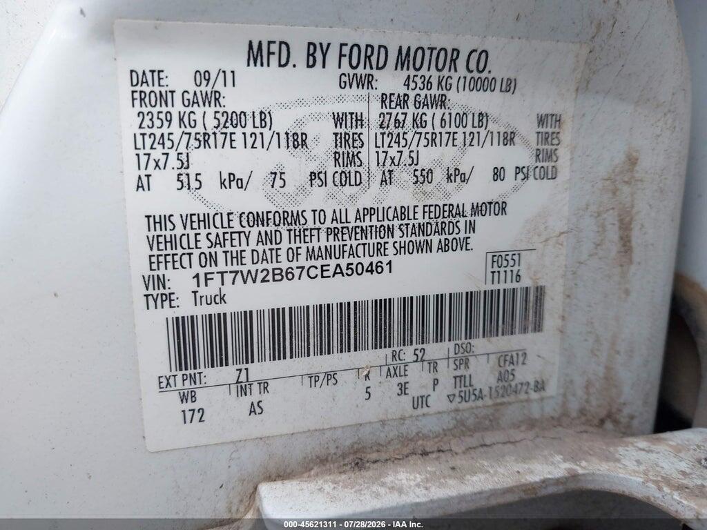 1FT7W2B67CEA50461 2012 FORD SUPER DUTY F-250 SRW photo no. 9