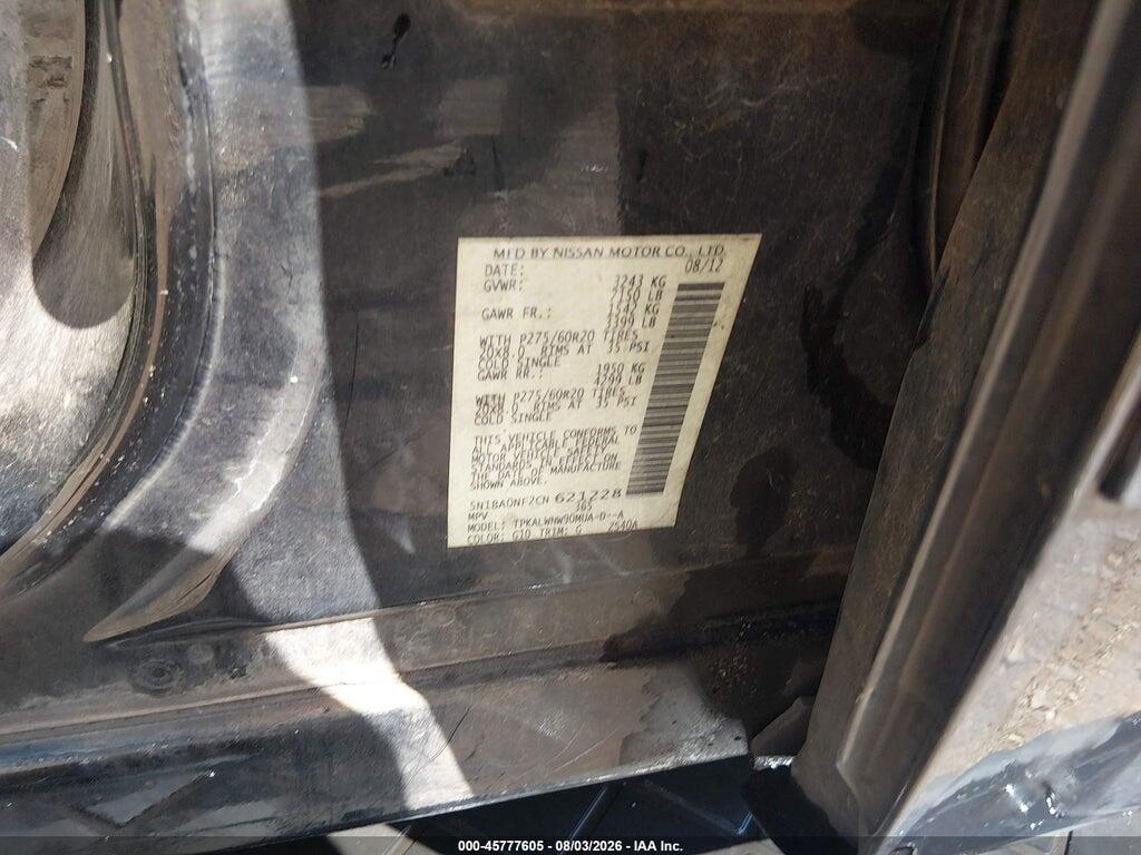 5N1BA0NF2CN621228 2012 NISSAN ARMADA photo no. 9